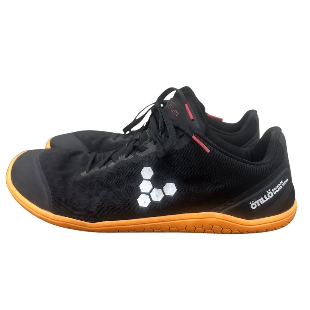 Vivo Barefoot Black Shoes with Orange Soles
